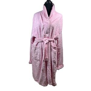 vintage Hotel Spa Collection Pink Sculpted Floral Robe House Coat NWT feminine